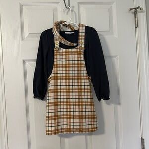 Tahari Plaid Jumper Outfit with Matching Headband